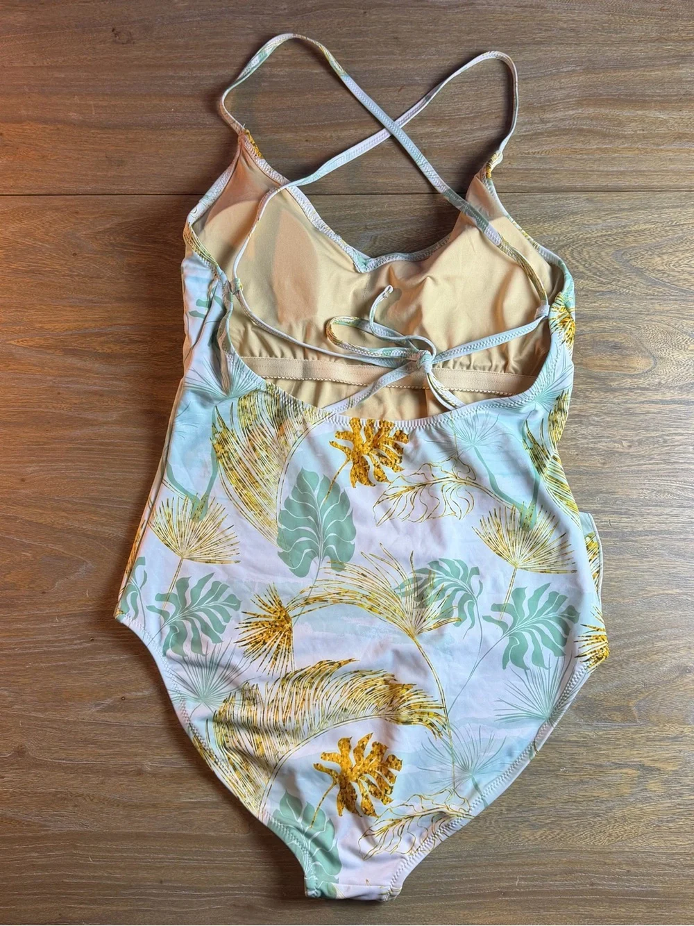 Tropical Leaf One-Piece Swimsuit in Mint & Gold
